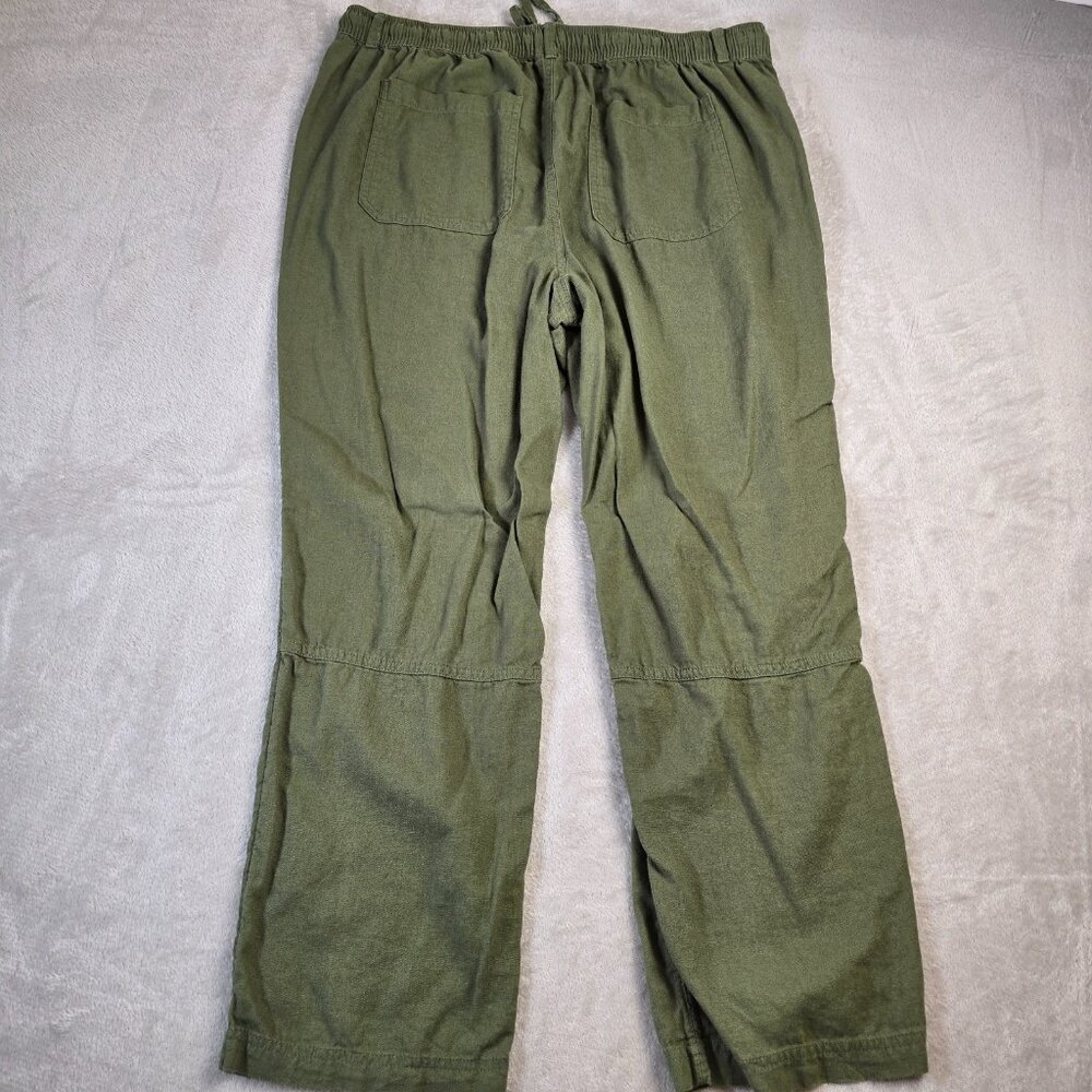 Time and Tru Linen Pants Womens Large 12-14 Olive Green Casual Straight Leg - Picture 11 of 11